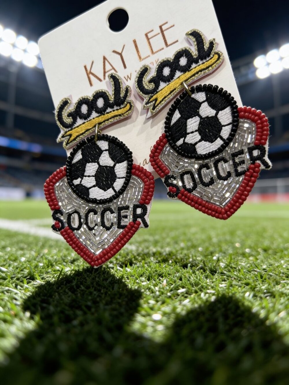 Handmade Beaded Soccer Earrings
